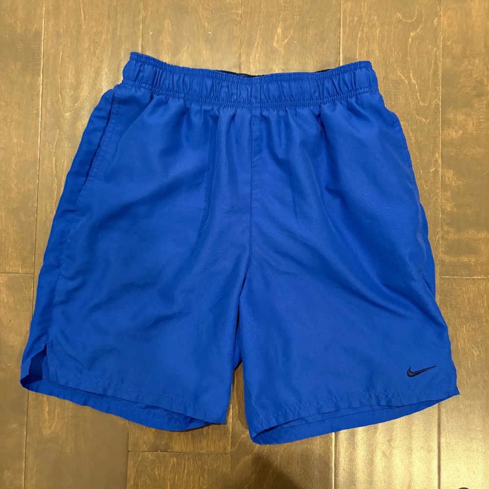 Nike Swim Trunks Shorts Mens Small Blue Volley Mesh Lined Elastic Waist Pockets